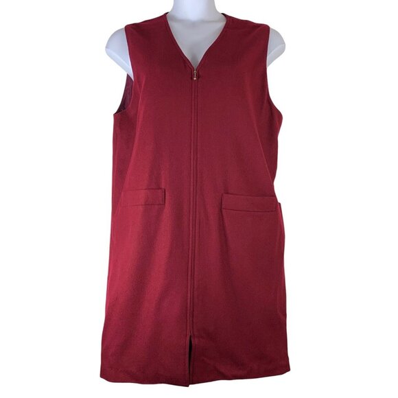 Vintage Wool Dress Size 12 Zip Front Shift Dress Lined Maroon Red NEW Sag Harbor - Picture 1 of 4